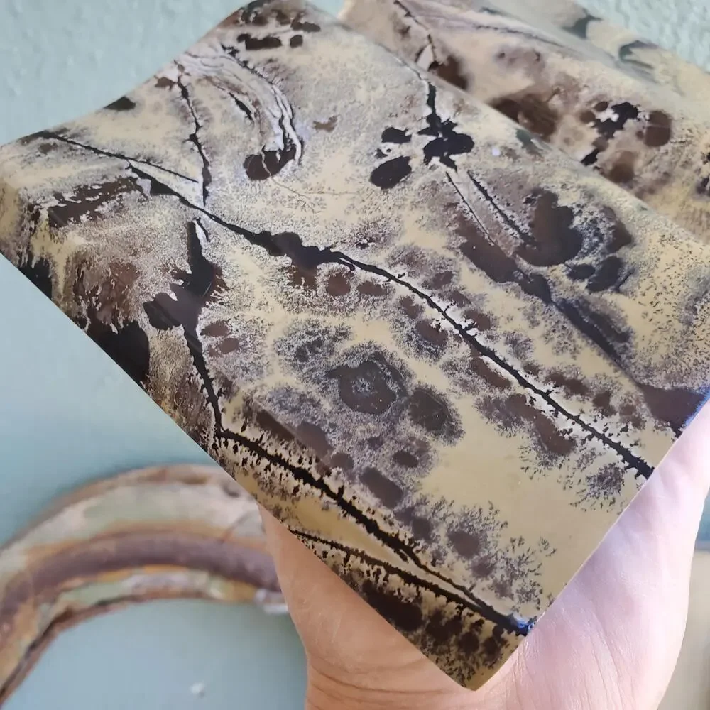 Picture Story Jasper Pastel Dendrite Statement Book Carving Crystal 1400 grams